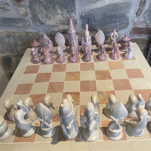 African Tribal Handcrafted Soapstone Chess Set - 20 Inches - Etsy UK