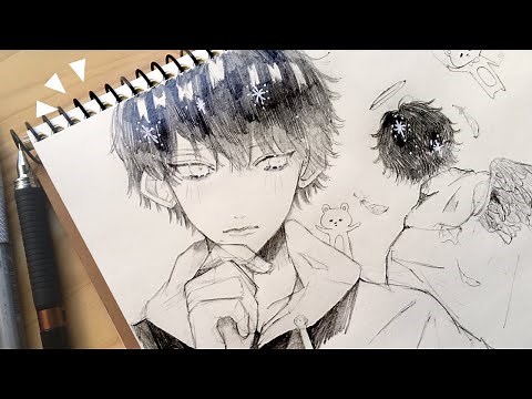 シャーペンで男の子イラストメイキング[アナログ練習]