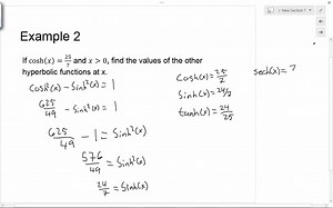 More Examples of Hyperbolic Trig Functions