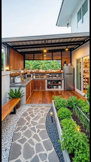 Completely redesigned this backyard into an outdoor kitchen haven #transformation #diy