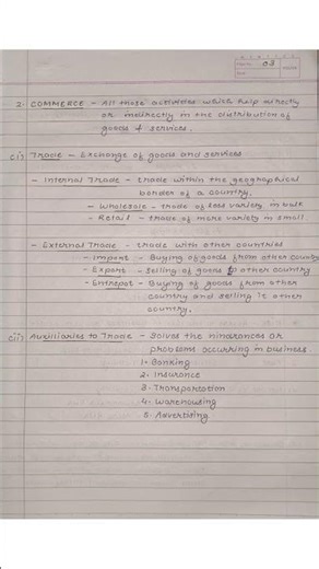 CLASS 11 | BUSINESS STUDIES | CH - 1 | BUSINESS, TRADE AND COMMERCE | HANDWRITTEN NOTES
