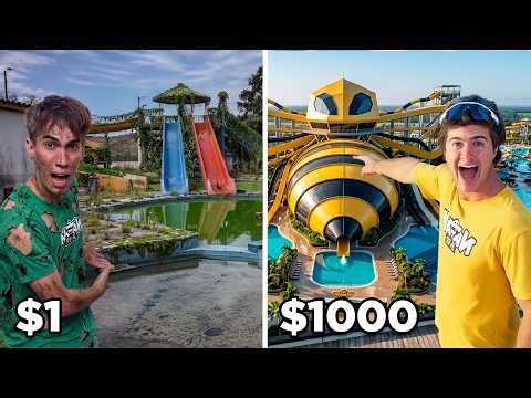 CONSTRUÍ PARQUE AQUÁTICO DE $1 VS $1.000!