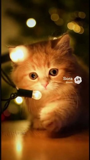 Kitten Destroys Christmas Tree in the Cutest Way Possible 🎅💕 #wholesome #petvideos #festive