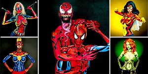 Two Female Canadian 'Cospainters' Transform Into Body Painted Superheroes Using Just Paint