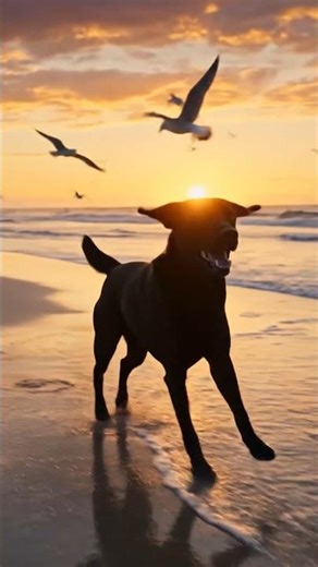 cute dog walking on beach
