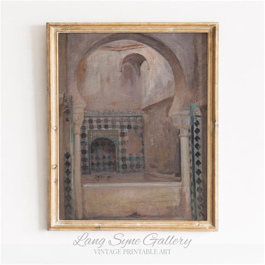 Printable Vintage Mediterranean Passage - Rustic Arched Architectural Scene, Moody Old-world Courtyard Art, Neutral Tones, Digital Download - Etsy