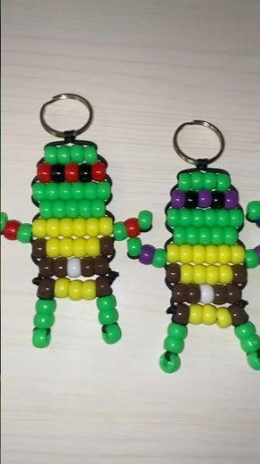 Ninja turtle pony bead keychains!!! #diycrafts #diykeychain #kandi #ponybeads #ninjaturtles