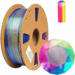 Tricolor PLA Filament,3D Printer Filament Silk Rainbow Filament Triple Color Coextrusion PLA Filament 1.75mm,3D Printing Filament 1kg/2.2lbs for 3D Printer &3D Pen,Silk PLA Red/Yellow/Blue