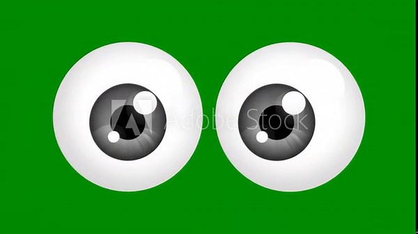 blinking eyes animated icon round eyes blinking and glancing right and left looping green screen.
