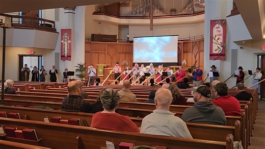 What a joy to have the 2026 Peoria Mid-Winter Alphorn Workshop perform this morning! | First United Methodist Church Peoria IL
