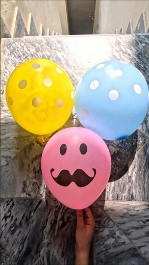 POV: Sky Blue Polka Dot 🔵 VS Yellow Polka Dot 🟡 VS Purple Mustache 😎💦🎈 | ASMR Drop Test in 4K