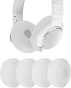 Geekria 2 Pairs Knit Headphones Ear Covers - Product Safety Certified - Washable & Stretchable Sanitary Earcup Protectors for On-Ear Headsets, Sweat Pads for Gym, Meeting (Size S/White)