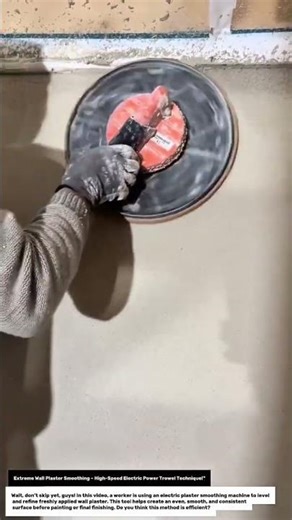 Extreme Wall Plaster Smoothing – High-Speed Electric Power Trowel Technique!".
