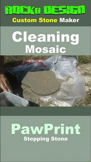 DIY Concrete Mosaic Paw Print Stepping Stone.
