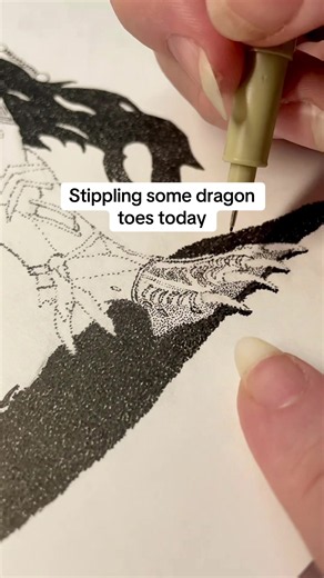 Here’s the current progress and sneak peak at the current drawing. Rhaegar is a Dragonborn Barbarian who is accompanied by his best bud Larry (the cat) • #sghallart #drawing #stippling #dungeonsanddragons #penandink