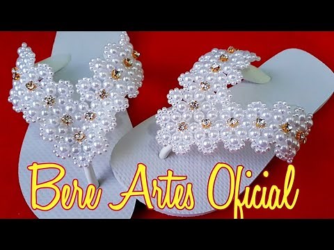 COMO FAZER UM LINDO CHINELO DE PÉROLAS/RENDA FRANCESA/PASSO A PASSO COMPLETO.