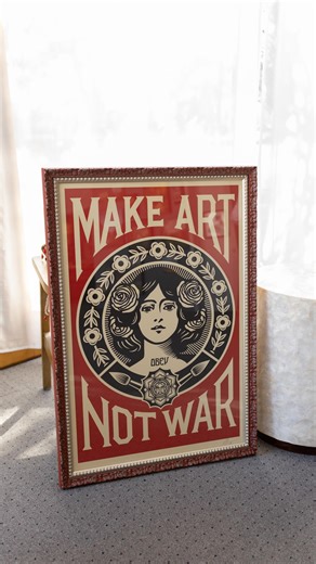 Bold art deserves an equally bold frame. This Make Art Not War piece is elevated with a richly detailed, double-frame design that adds depth, presence, and a sense of intention. The layered framing draws your eye inward, giving the artwork space to breathe while amplifying its message. Ornate, timeless, and unapologetically strong - this is framing that doesn’t compete with the art, it completes it. Available to view in person at The Frame Shoppe. Stop by and see how thoughtful framing can turn 