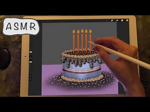 iPad ASMR - Painting a Birthday Cake in Procreate - Close Clicky Whispers