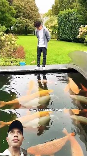 This pond is full of big koi fish, guys. #fish #koi #koifish