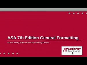 ASA 7th General Formatting
