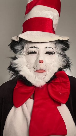 Creative Cat in the Hat Halloween Makeup Transformation