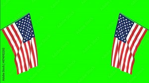 Looping video of American Flag Waving on green screen, Loop animation USA flag