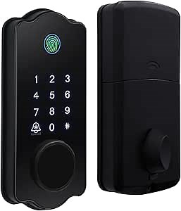 Keyless-Entry Fingerprint Smart Door Lock with App Code Backup Key,Auto Lock Deadbolt,Digital Door Lock with Electronic Keypad for Front Door Back Door