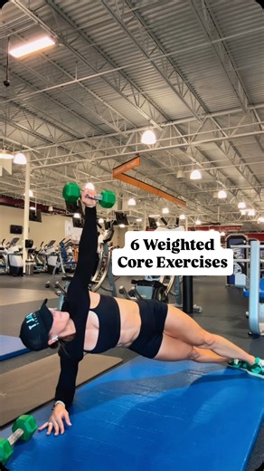 Jenny Fisher|Uber-balanced Fitmom on Instagram: "✅✅✅Core + DB exercises! Love these for the entire core! Tips: When in hollow-body, keep your low back pressed down, don’t arch. When in table top or bear plank, don’t let your belly sag or back arch, keep a focused strong core. When tapping shoulders in table top, try not to rock, but instead transfer your weight with control. And finally, when doing any of the dumbbell transfers, think about your hip flexors engaging as you use your entire core c