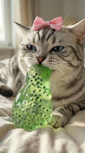 ASMR Satisfying FROG EGG Jelly ASMR 🫧✨ #asmr #cat #catasmr #kucinglucu #mukbangcat