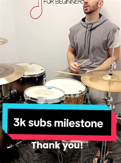 🔥I've just reached the 3000 followers milestone!! 🙏Thank you for the support! #drums #3ksubscribers #drumlesson #beginners