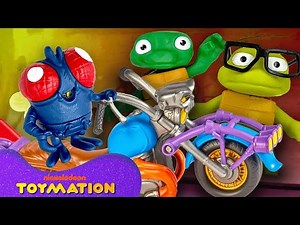 Ninja Turtles Race on a Motorcycle Against BABY Superfly! 🏍️ | TMNT Toys | Toymation