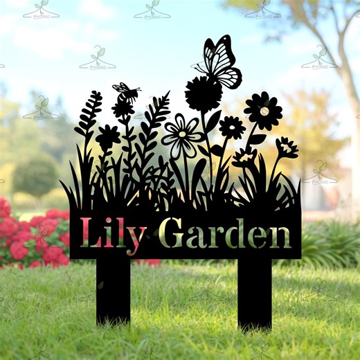 Personalized Garden Sign, Custom Flower Yard Stake, Outdoor Metal Name Plaque, Garden Decor, Gift for Grandma, Mom, or Gardening Friends - Etsy
