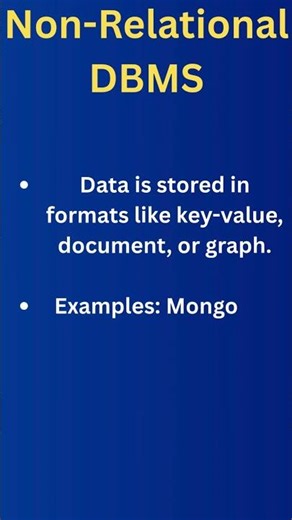 Non Relational DBMS |SQL| part 5| #sql #dbms