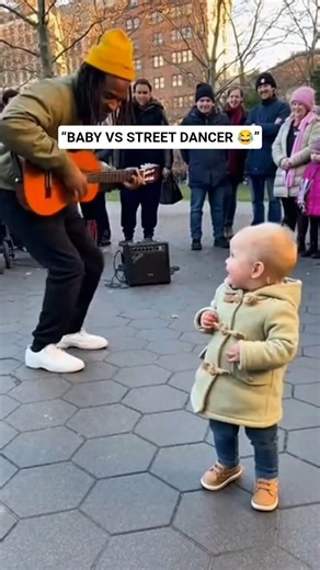 Baby Tries to Copy Street Performer 😂 TOO Cute! #shorts #cutedance