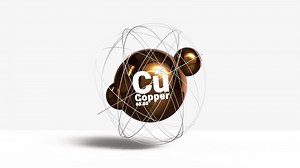 Copper Cu metal 3d atom animation element from periodic table on clean white background