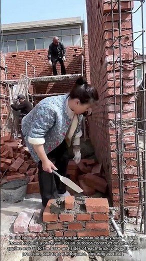 Bricklaying in Action: A Female Construction Worker's Skill
