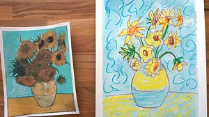 Crayon - Crayon Resist with Watercolor (Van Gogh Sunflowers)