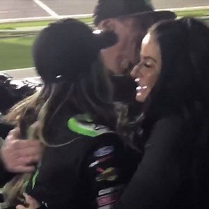 Racing's a family affair. After Hailie Deegan finished runner-up in her first race at Daytona International Speedway in the ARCA RACING SERIES, her mom Marissa and dad Brian Deegan 38 went to congratulate her. | NASCAR on USA
