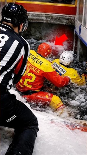 These Hockey Players Fell Into a Hole Behind the Boards