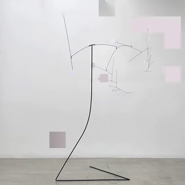 In 1954, Gira Sarabhai invited Calder and Louisa to tour India in exchange for works of art. The trip was enormously enjoyable for Calder, and he developed a close friendship with the Sarabhai family in the process. When his autobiography was published in 1966, several pages were dedicated to his time in India. “I had a workbench in the garden, near where the cattle were tied,” he wrote of the Sarabhai home. “In all, I produced eleven objects there, either working by myself or working in a black