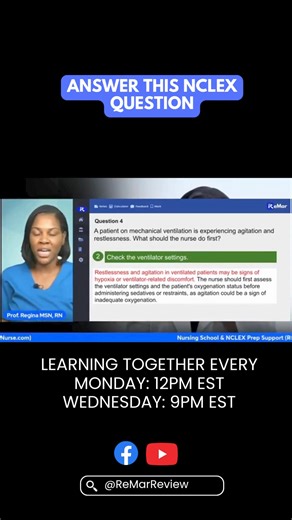 86K views · 1.6K reactions | Challenge yourself with this NCLEX Practice Question! Join me again today at 12 pm EST for another Free NCLEX lecture on Facebook and YouTube Live | ReMar Nurse | Facebook