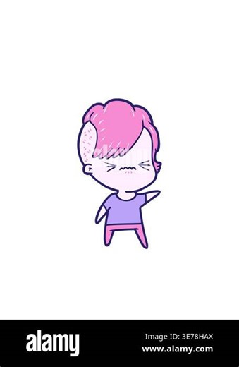 blinking radial lines animation of cartoon annoyed hipster girl Stock Video Footage - Alamy