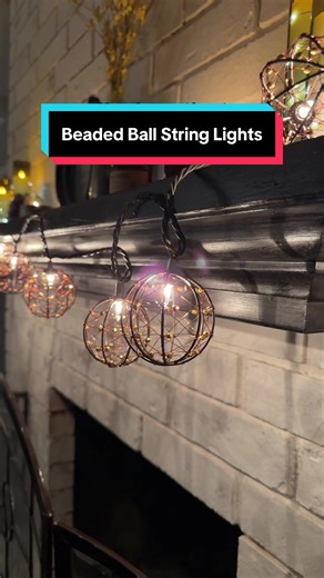 Beaded ball string lights for festive whimsical home decor #stringlights #homedecor #falldecor #tiktokshopblackfriday #tiktokshopcreatorpicks