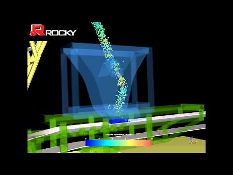 Chute Discharging onto a Conveyor Belt - Rocky DEM