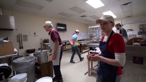 Showing Jennifer the Secrets to Our Peanut Brittle