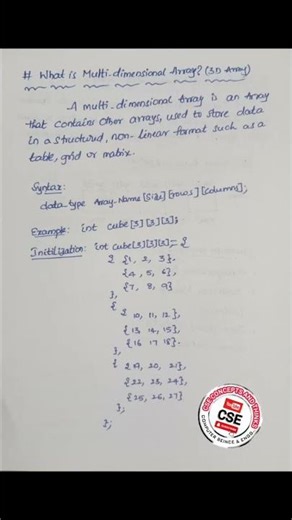 Define Multi-dimensional Array.? | Engineering Viva Question | Interview Questions