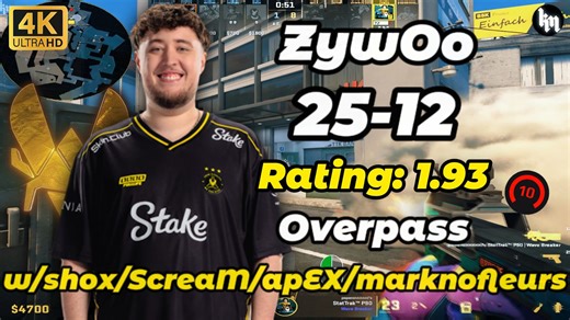 ZywOo和shox/ScreaM/apEX/SmithZz🔥天梯五排 | 均分3500 | 2026.04.06