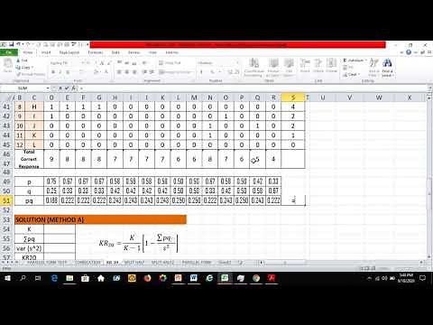 KUDER-RICHARDSON Reliability Test I Measure of Internal Consistency using KR20 Example 1