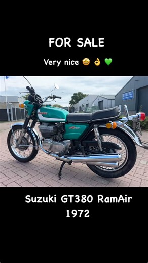 FOR SALE: This beautiful Suzuki GT380 RamAir 1972. Interested? Contact us for detailed pictures and price. Shipment worldwide. www.vintagemotorcycles.nl Hoog Vaartje 9, 5712BZ Someren-Eind The Netherlands. 2e showroom: KAEVE Industrielaan 11, 5405AA Uden The Netherlands E-mail: wiljan@vintagemotorcycles.nl Tel./whatsapp 31 850 183 185 Instagram: vintagemotorcycles.nl Facebook: vintagemotorcycles.nl TikTok: vintagemotorcycles.nl LinkedIN: vintagemotorcycles.nl YouTube: https://www.youtube.com/@vi