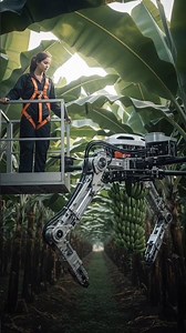 Girl Riding Thruster Drone Harvesting Bananas into Trolley#shorts#farming#automobile#agriculture